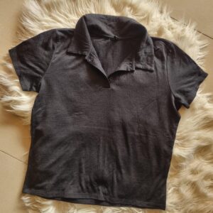 jet black collared sports shirt – chest 19–20″ | length 20″