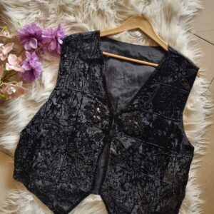 90s sparkly floral velvet vest – medium
